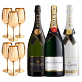 Moët & Chandon magnum tasting box (3 bottles of 150 cl.) + 6 golden glasses