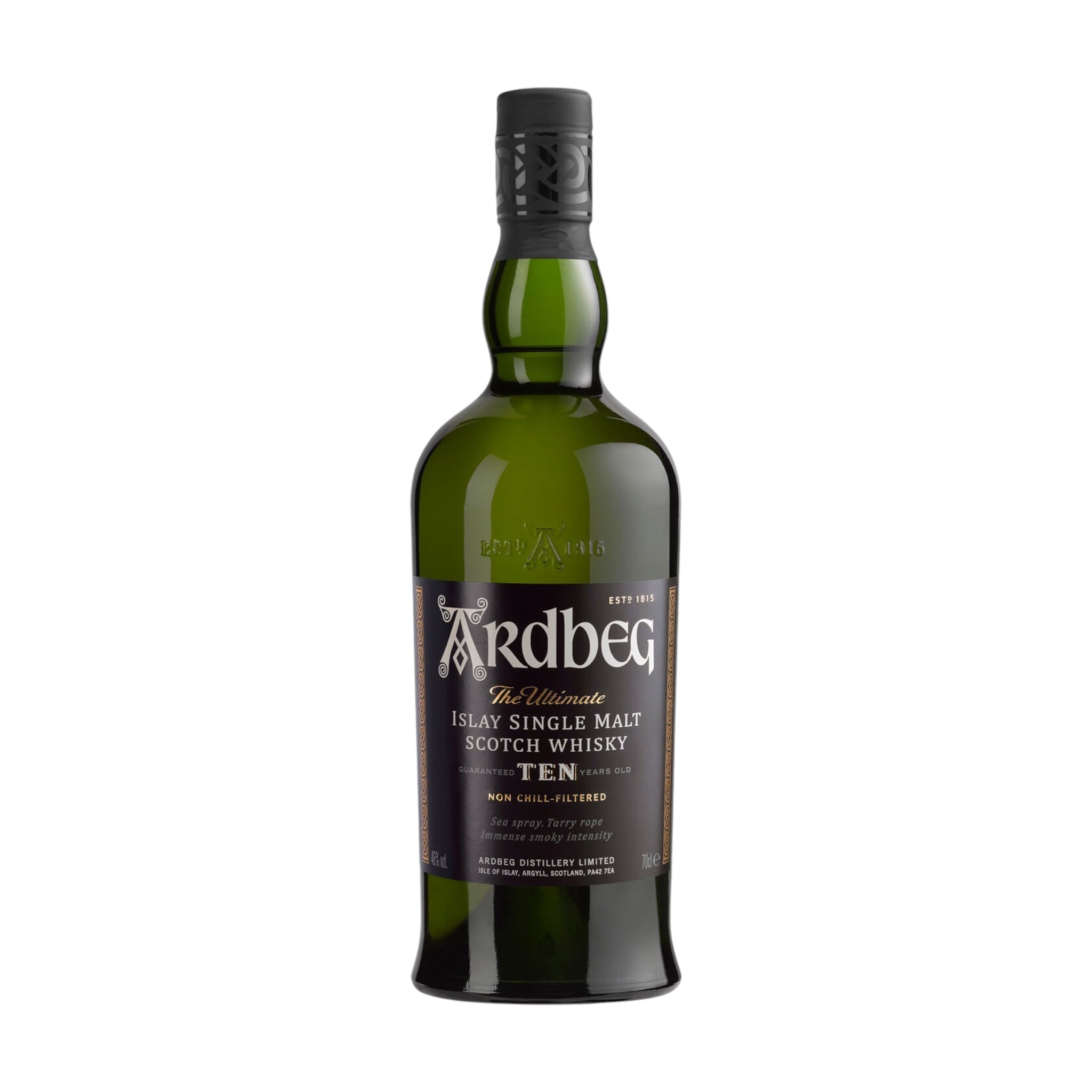 Ardbeg 10 years old 46% 70 cl. + Whiskey glass and Glass Jug