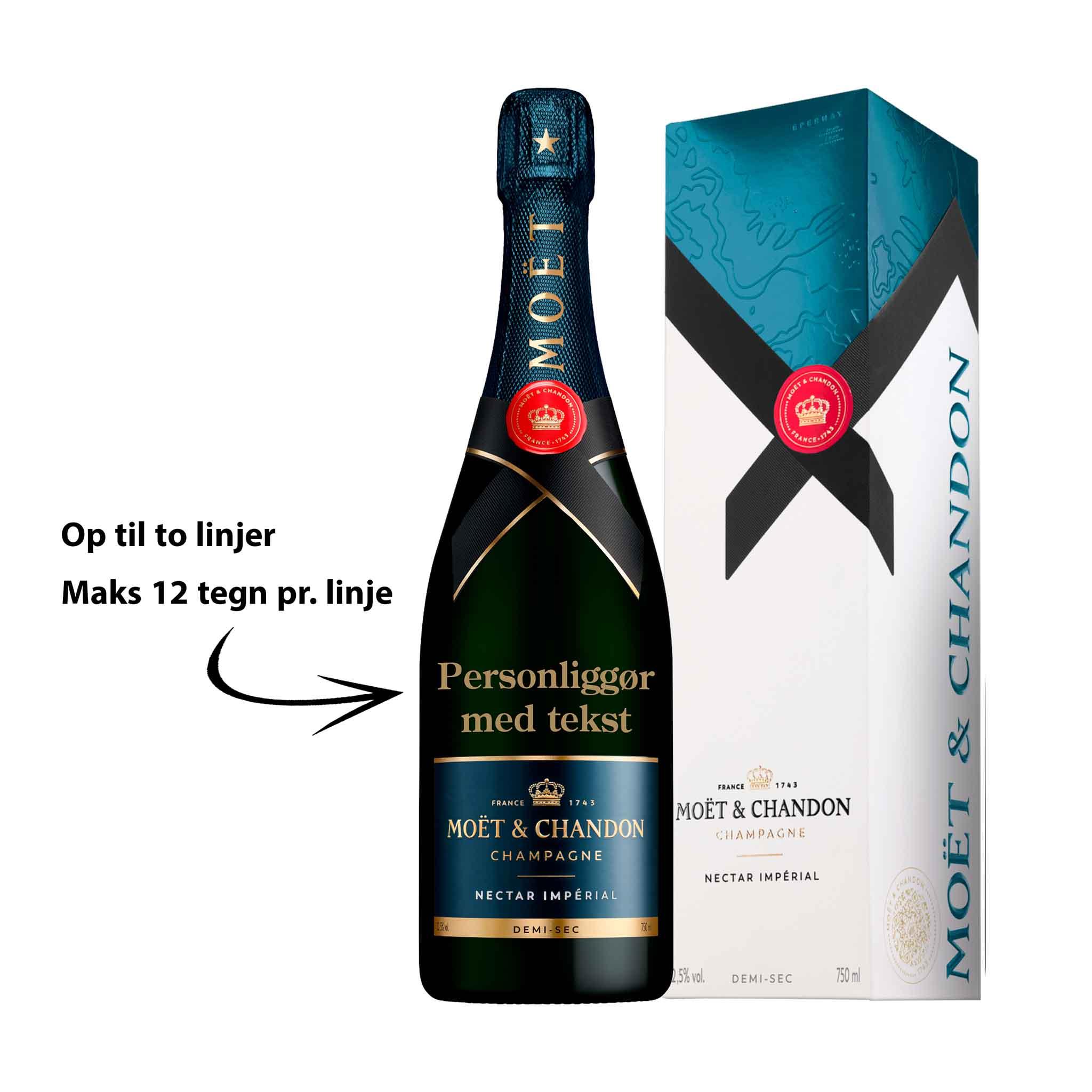 Moët & Chandon Personliggør Moët & Chandon Nectar Impérial NV Demi - Sec 75 cl. med gaveæske - PremiumBottles